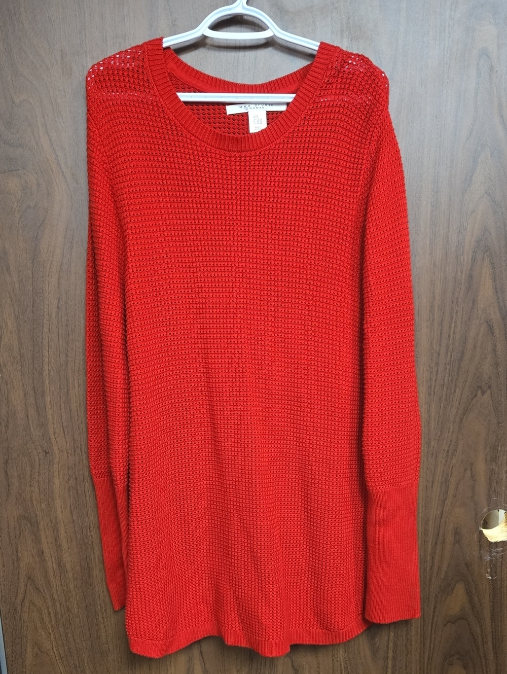 Max Studio Size 3X Red Chunky Knit Tunic Length Sweater